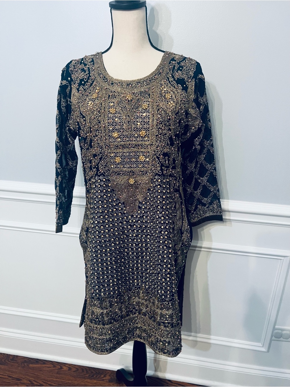 Women’s Zardozi/Dabka Style Embellished Kameez Tunic Indian Pakistani 46/XL